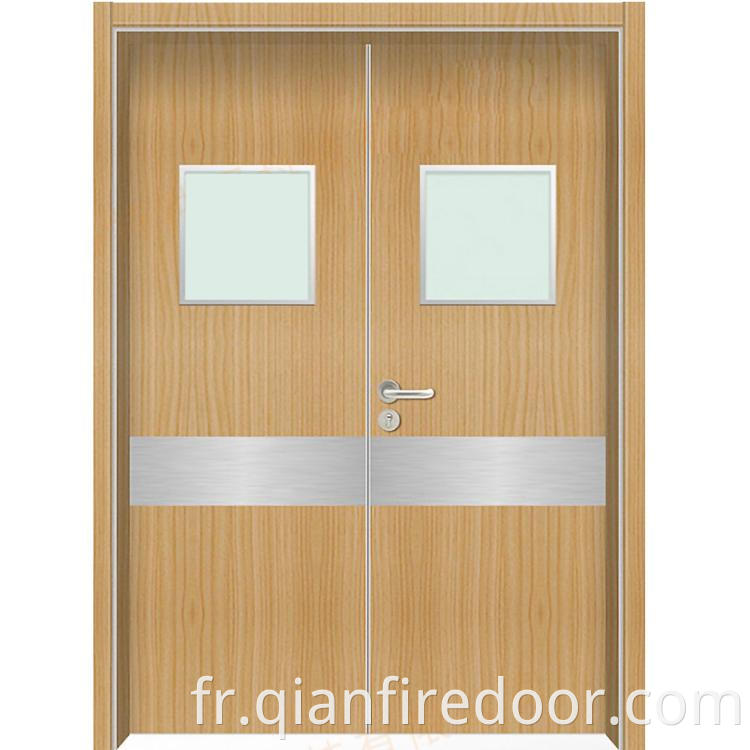 Portes d'hôpital laminé design noyer front office intérieur bois porte vitrée italien